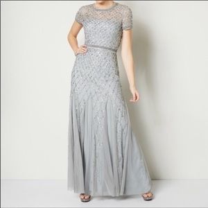 Adrianna Papell Silver Caged Gown